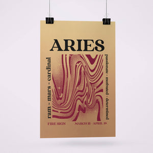 Aries Zodiac Horoscope Star Sign Psychedelic Art Print A4 Framed no Mount
