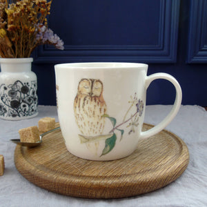 Tawny owl and ivy berries mug