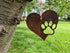 Metal Rusty Heart Paw