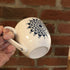 Hand Painted Dot Mandala Large Mug: Navy and White