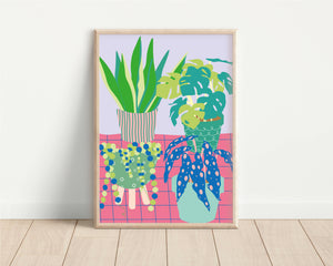 Abstract Rainbow Houseplant Print A5 Size