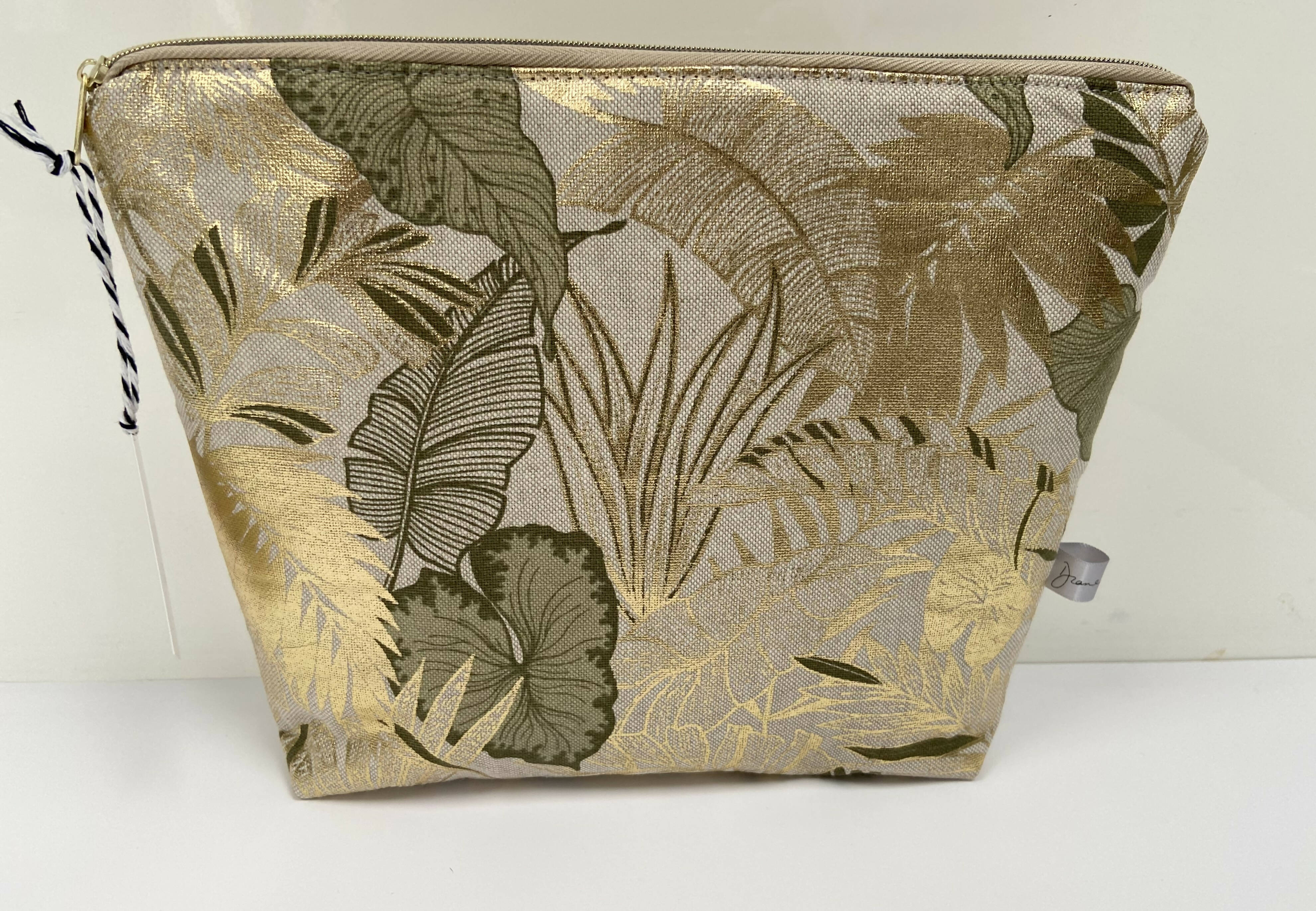 Luxury Gold Foil Tropical Leaves Toiletry Bag