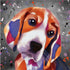 BEAGLE DOG COLOUR SPLASH FRAMED ARTWORK.