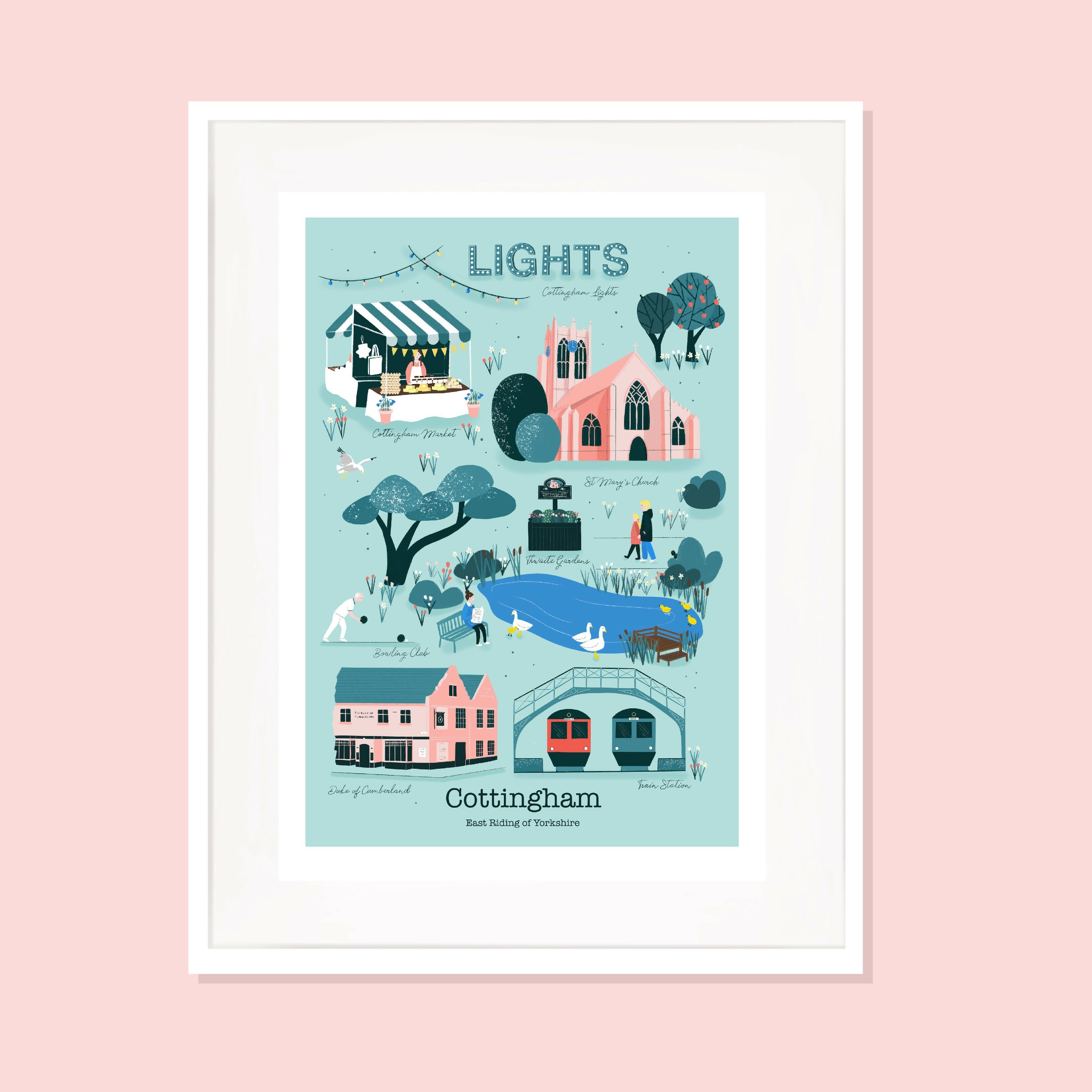 A3 Framed Illustrated Light Cottingham Art Print