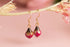 Tiny Red Rose Earrings Gold Plated