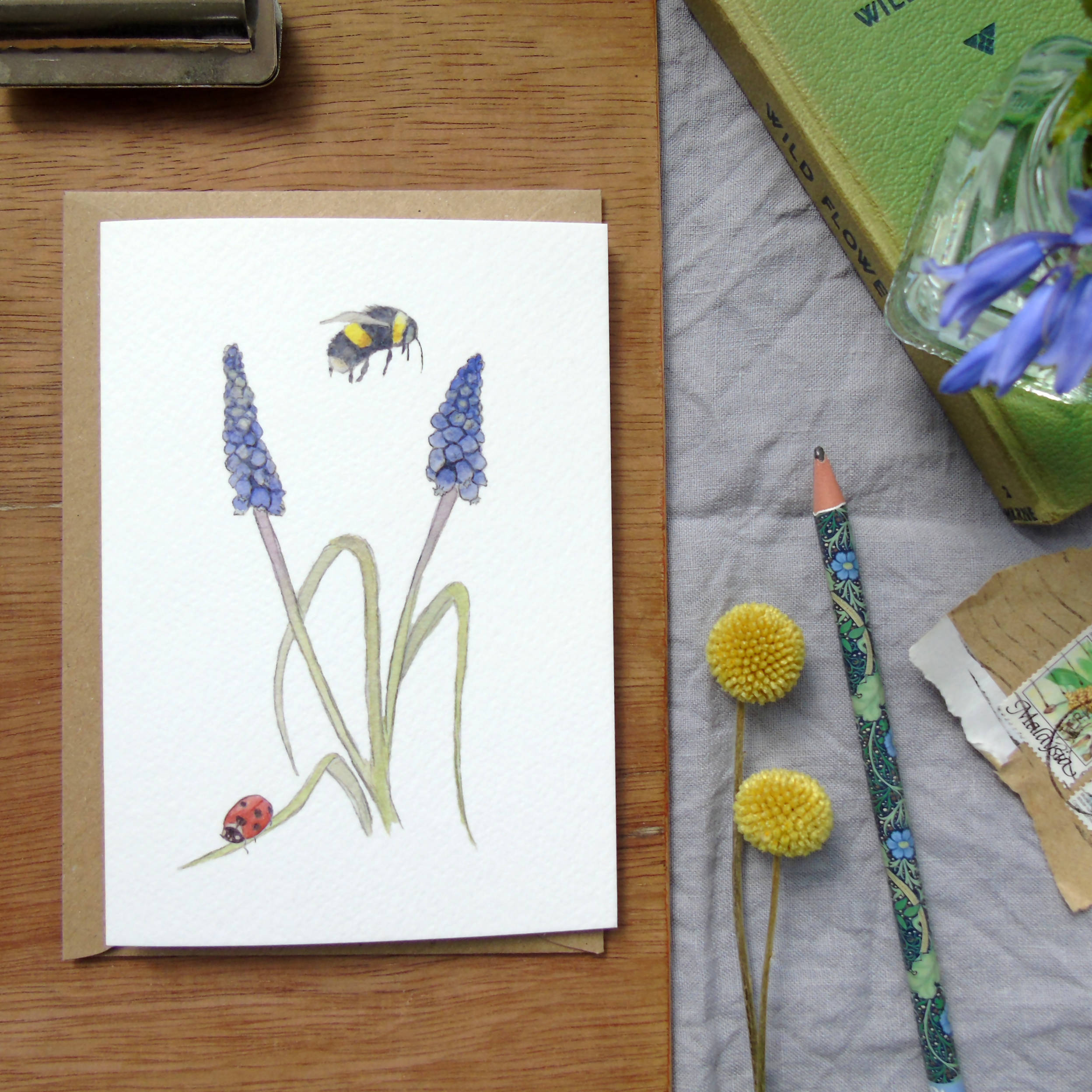 Ladybird and Muscari Card