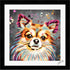 LONG HAIR CHIHUAHUA DOG COLOUR SPLASH FRAMED ARTWORK.