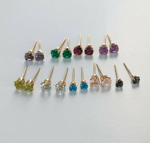 Gold filled gemstone claw setting stud earrings
