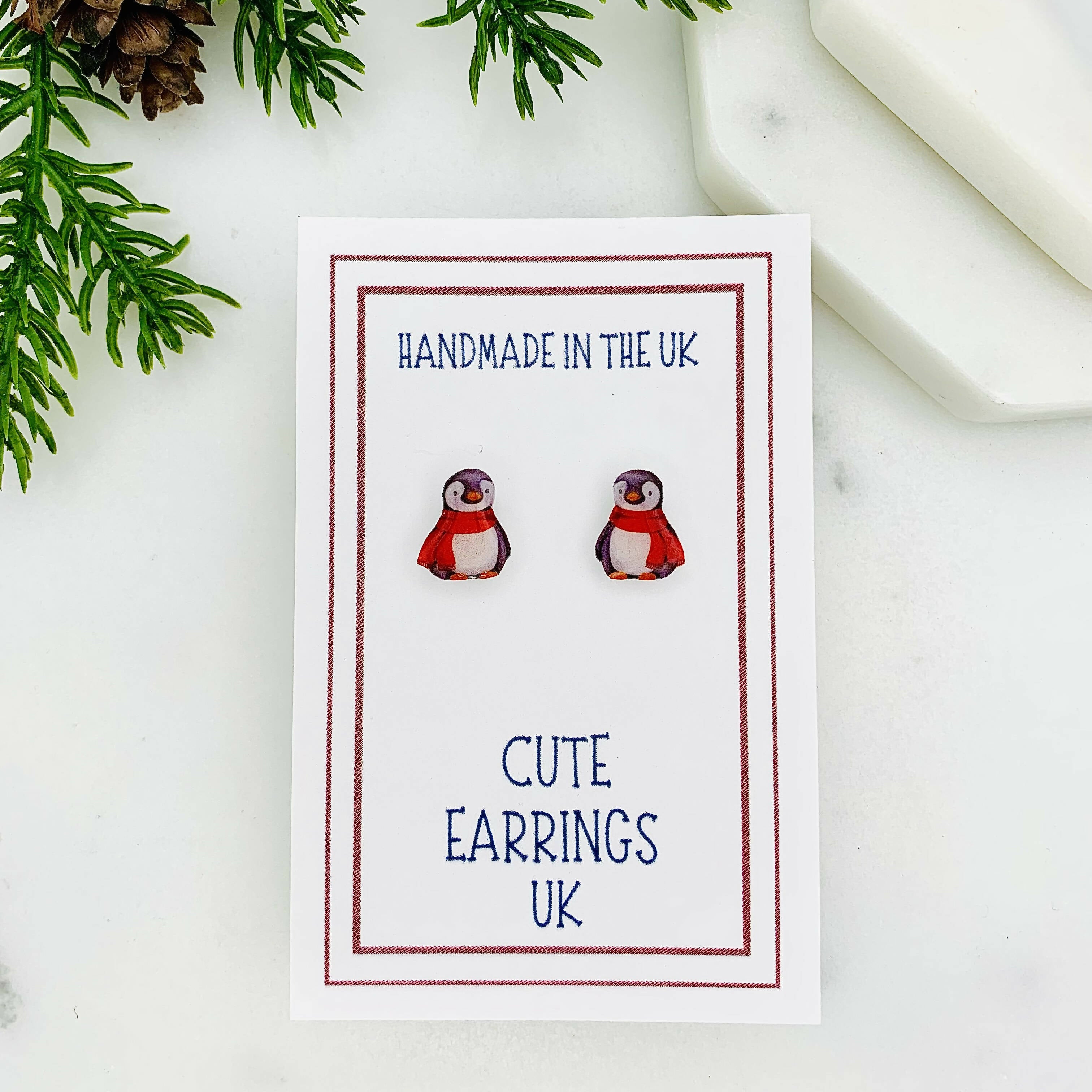 Penguin Christmas Stud Earrings.