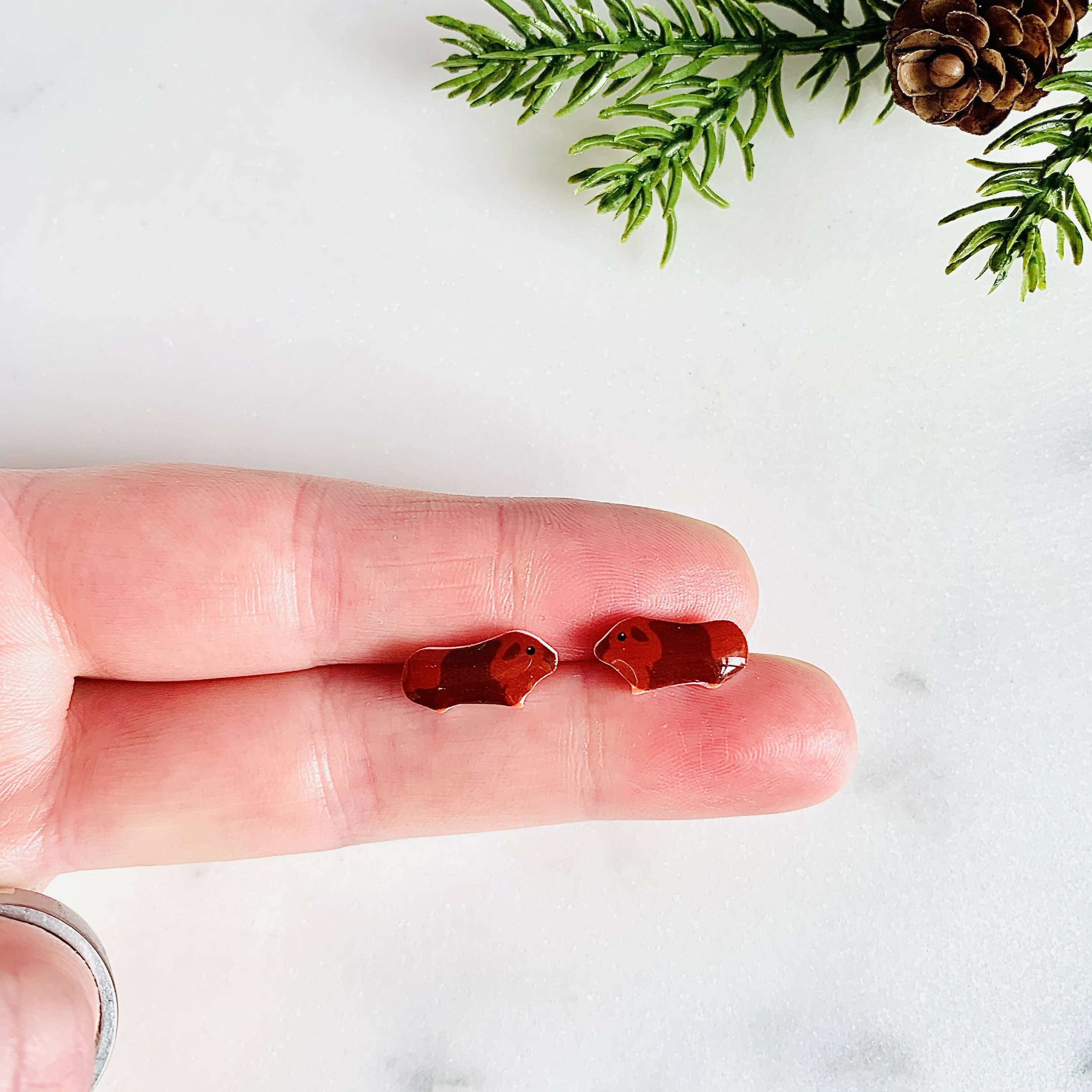 Brown Guinea Pig Stud Earrings