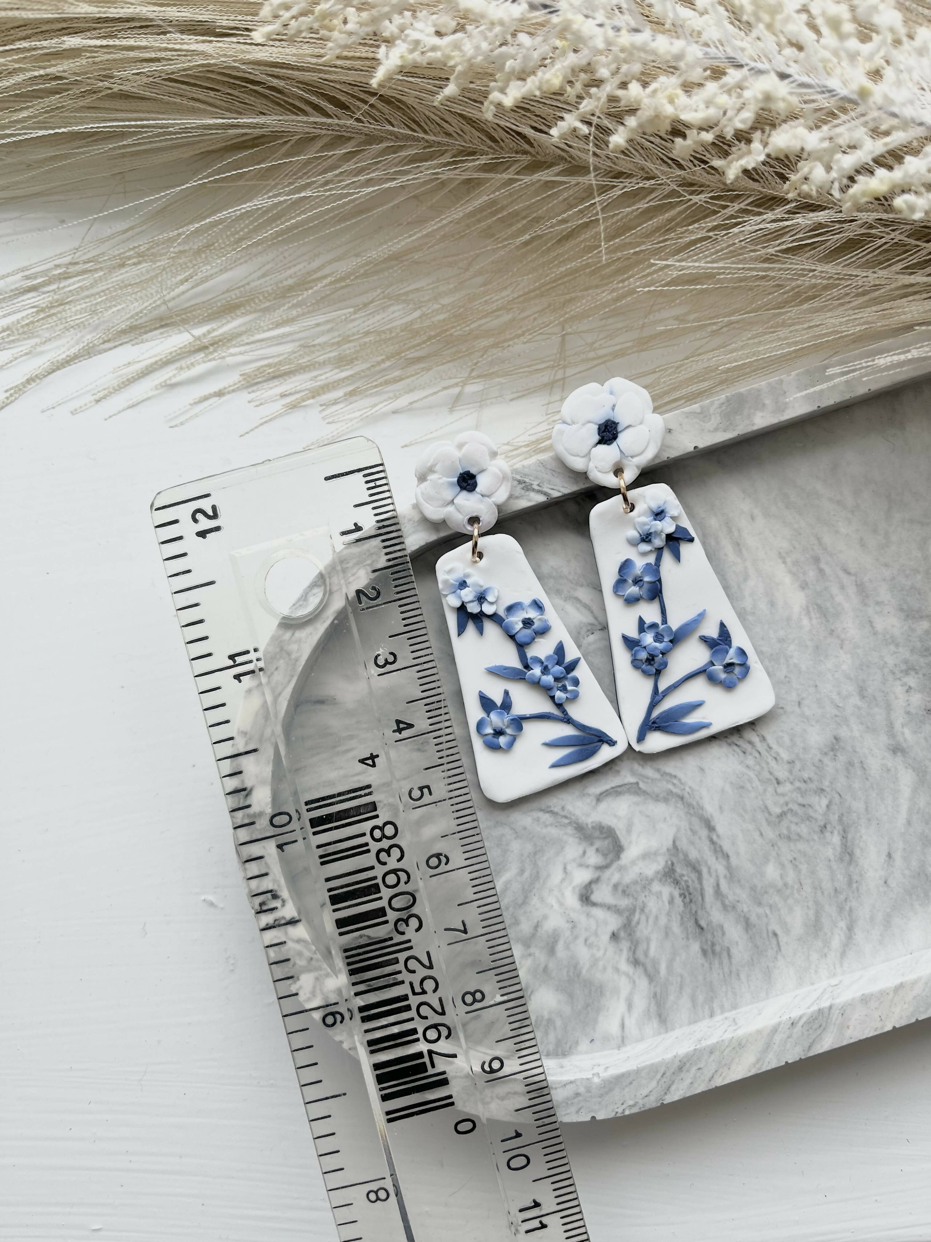 Blue China No. 1 - Handmade Polymer Clay Earrings