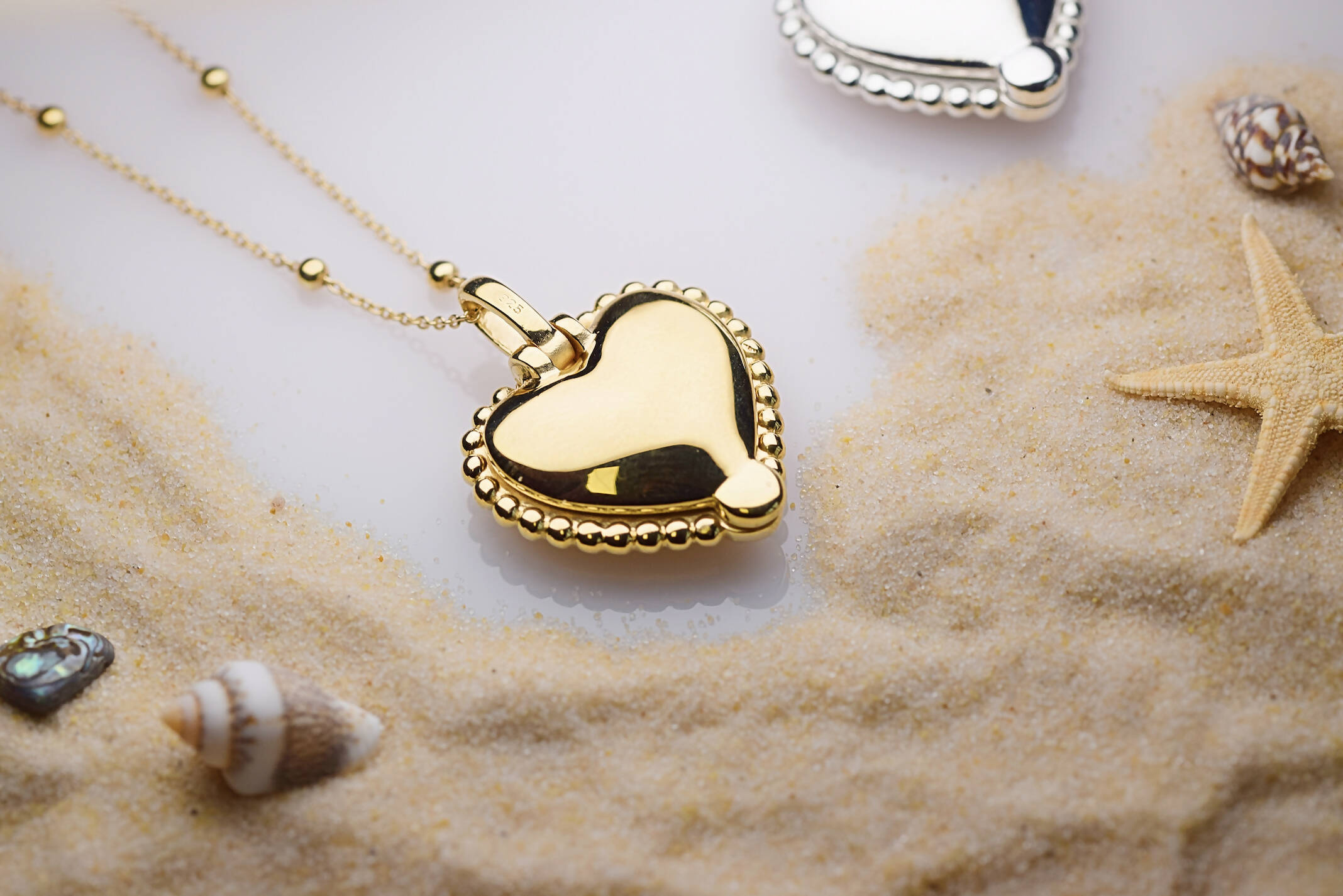 Seascape Heart Locket - Gold