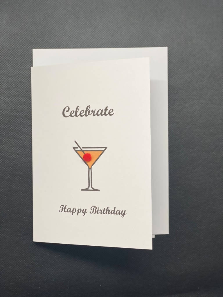 Celebrate Birthday Cocktail - Pom Pom greeting card