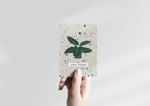 'New Home' Card with Houseplant