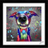 GREYHOUND DOG COLOUR SPLASH FRAMED ARTWORK.