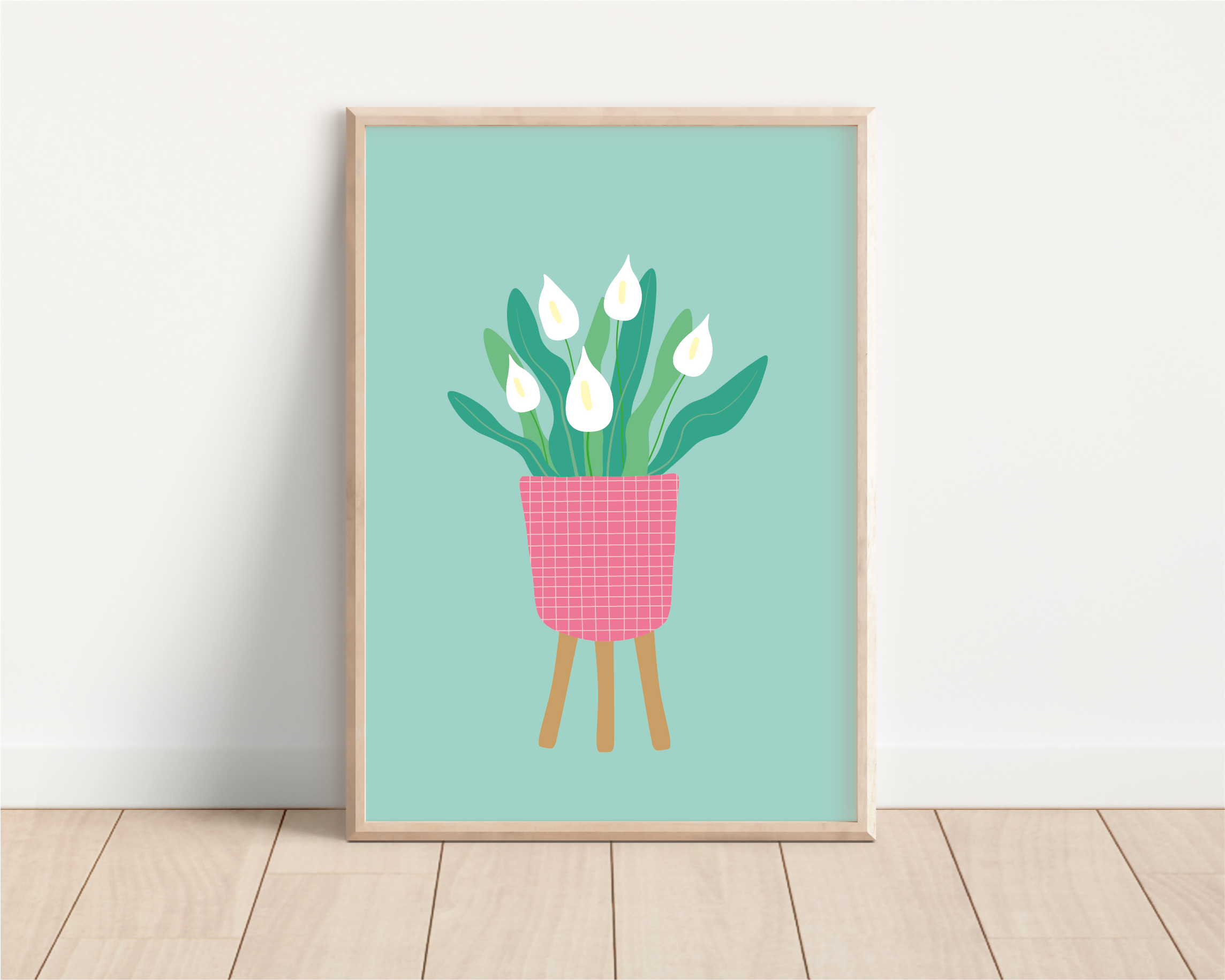 A5 Green Teal Lilly Print