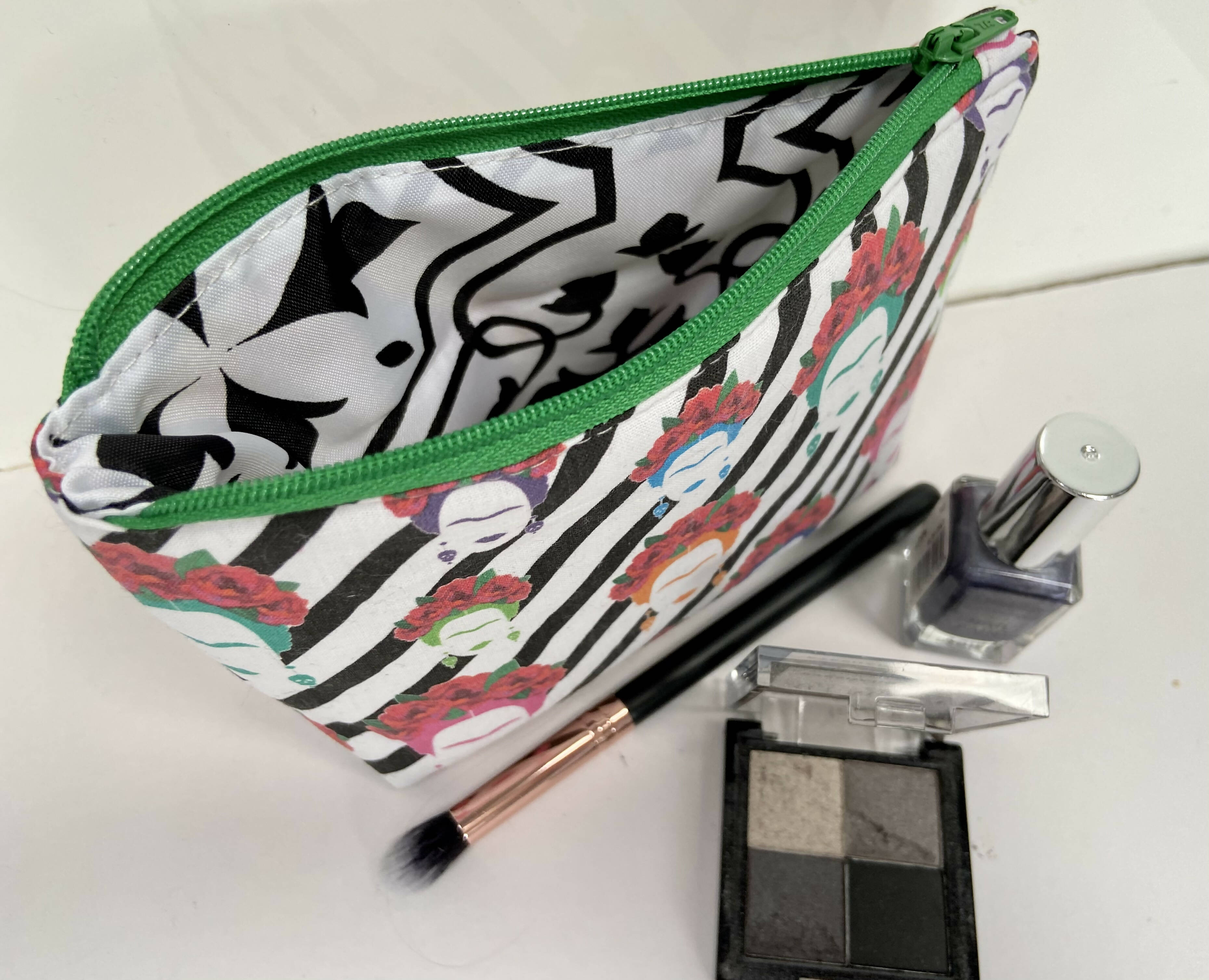 Frida Monochrome Stripe Make Up Bag