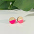 Round Wooden Pink Clear Resin Studs