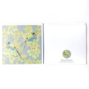 Colourful Birds & Flowers Greetings Card