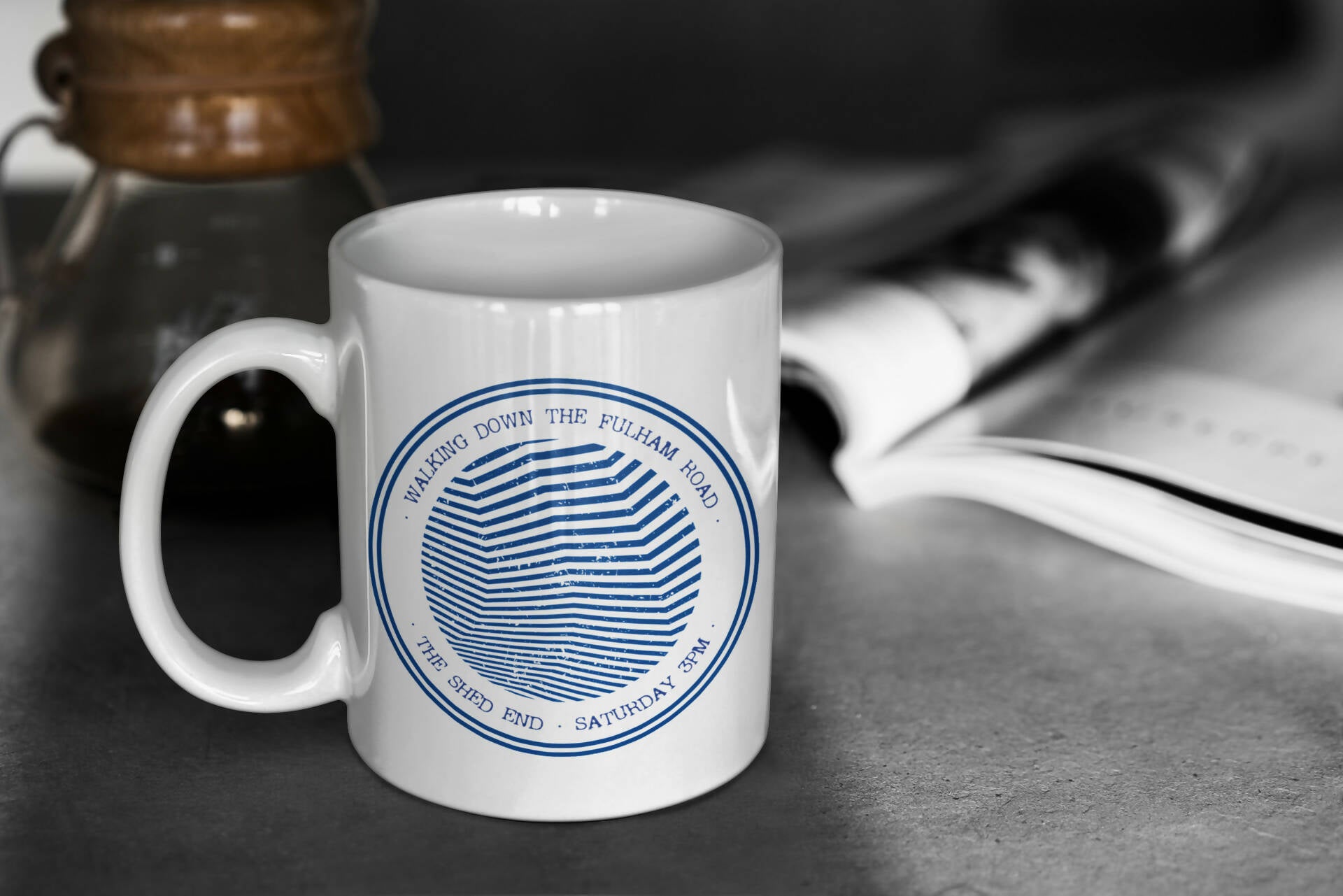 Chelsea FC Inspired Psychedelic Lines Design Mug