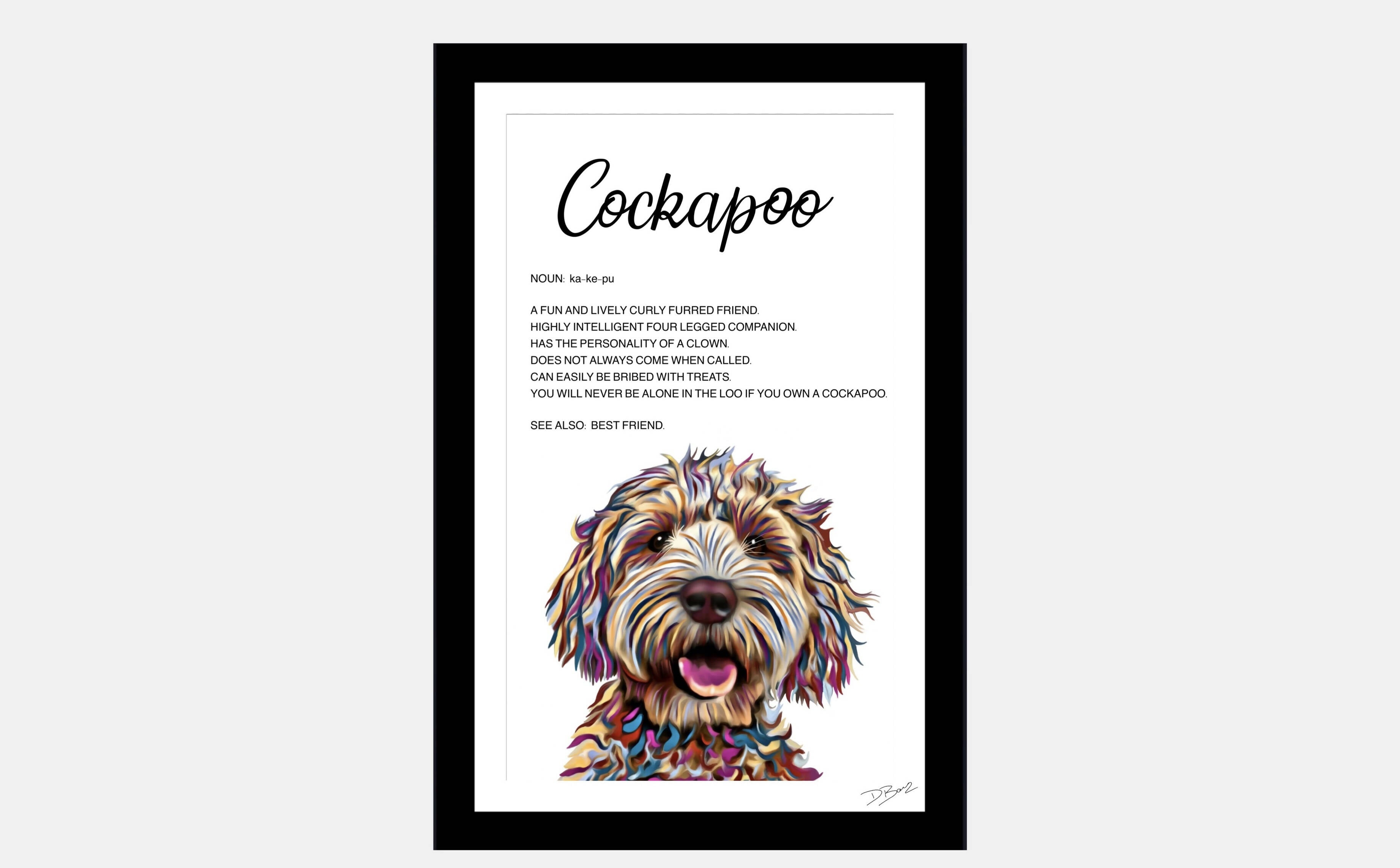 Cockapoo Dog - Definition Quote - Framed Artwork.