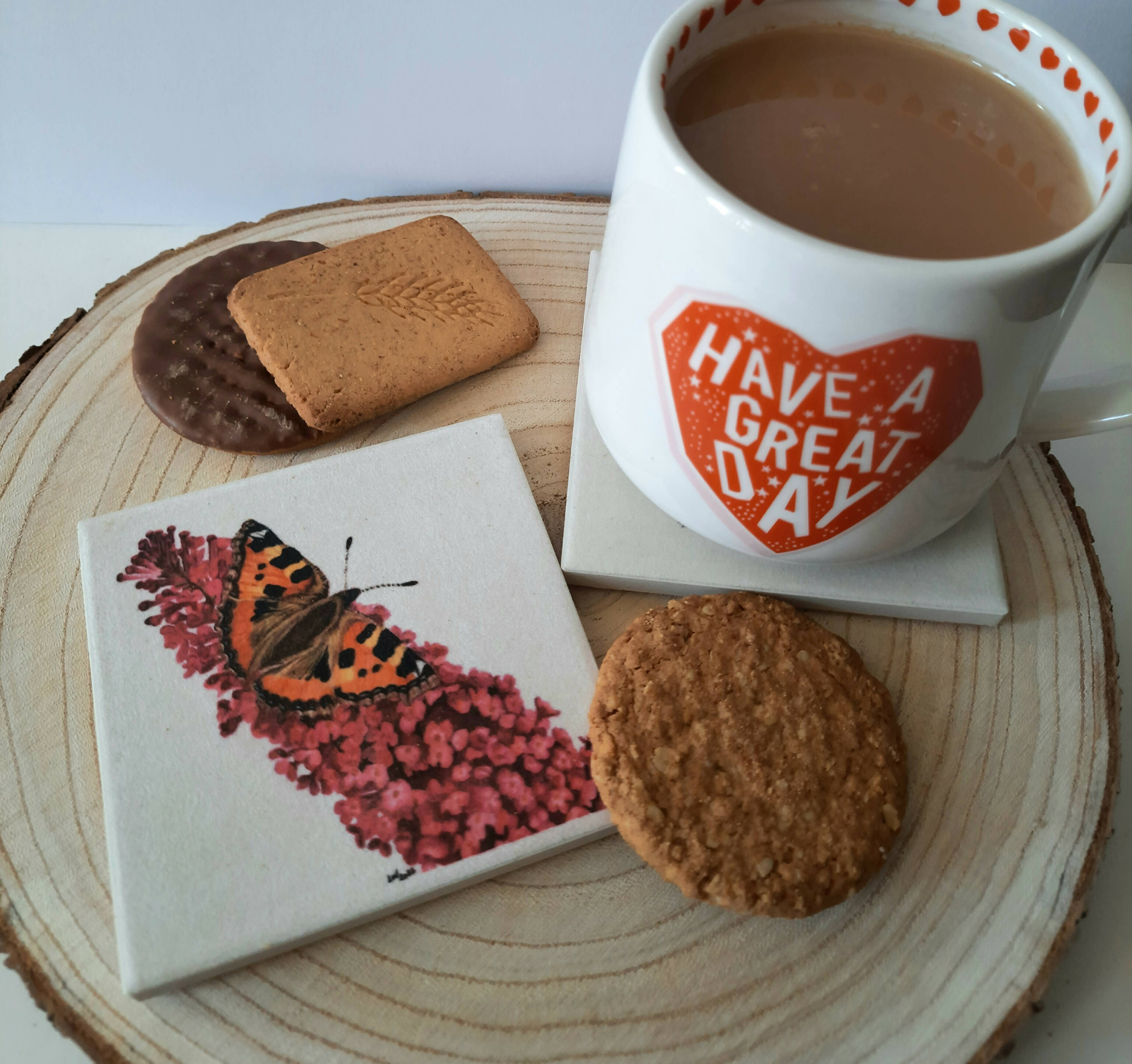 Ceramic coaster - Butterfly design