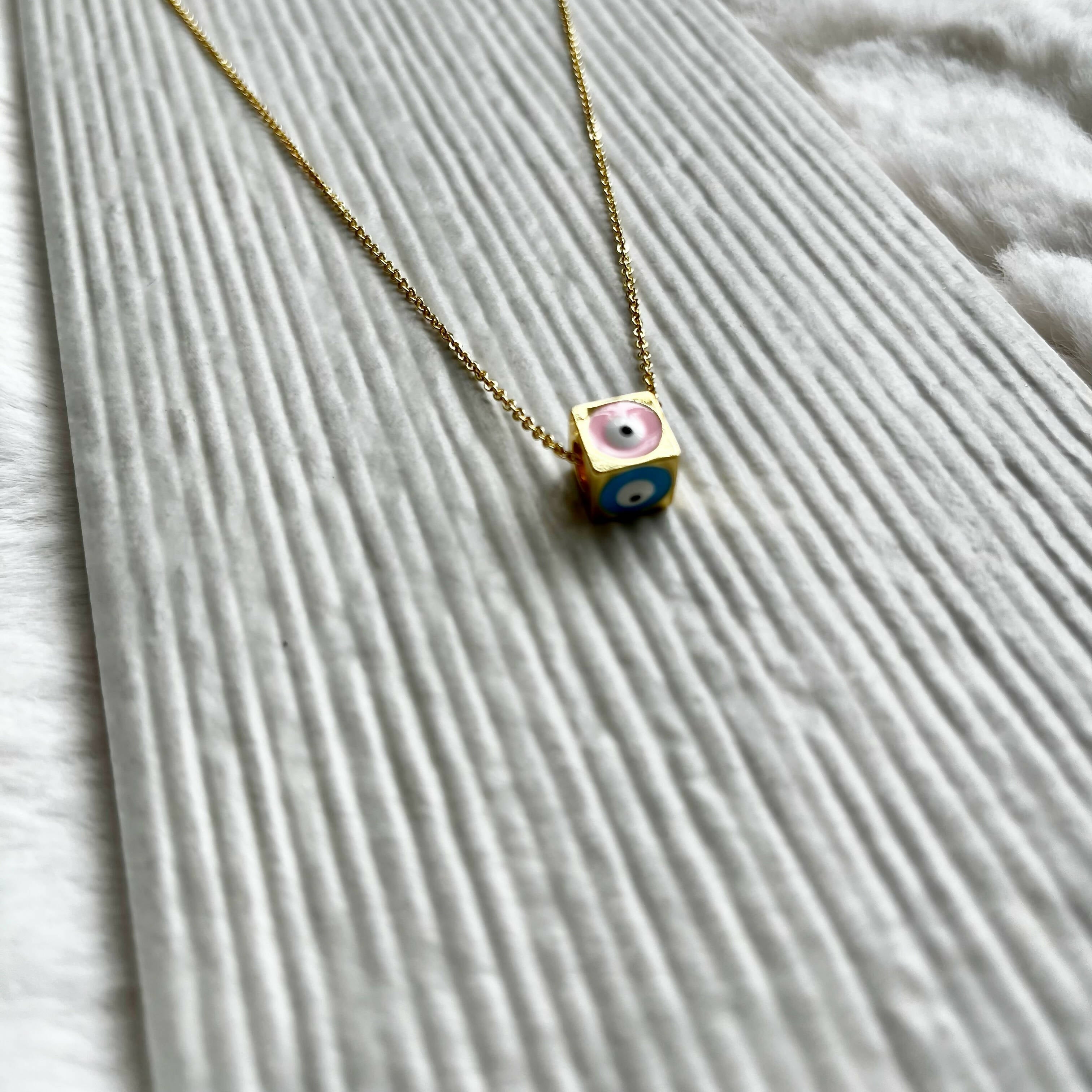 Cube Evil Eye Necklace