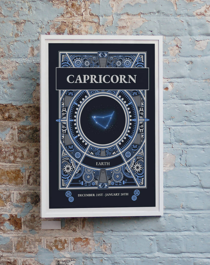 Capricorn Zodiac Horoscope Star Sign Constellation Style Art Print A4 Framed no Mount