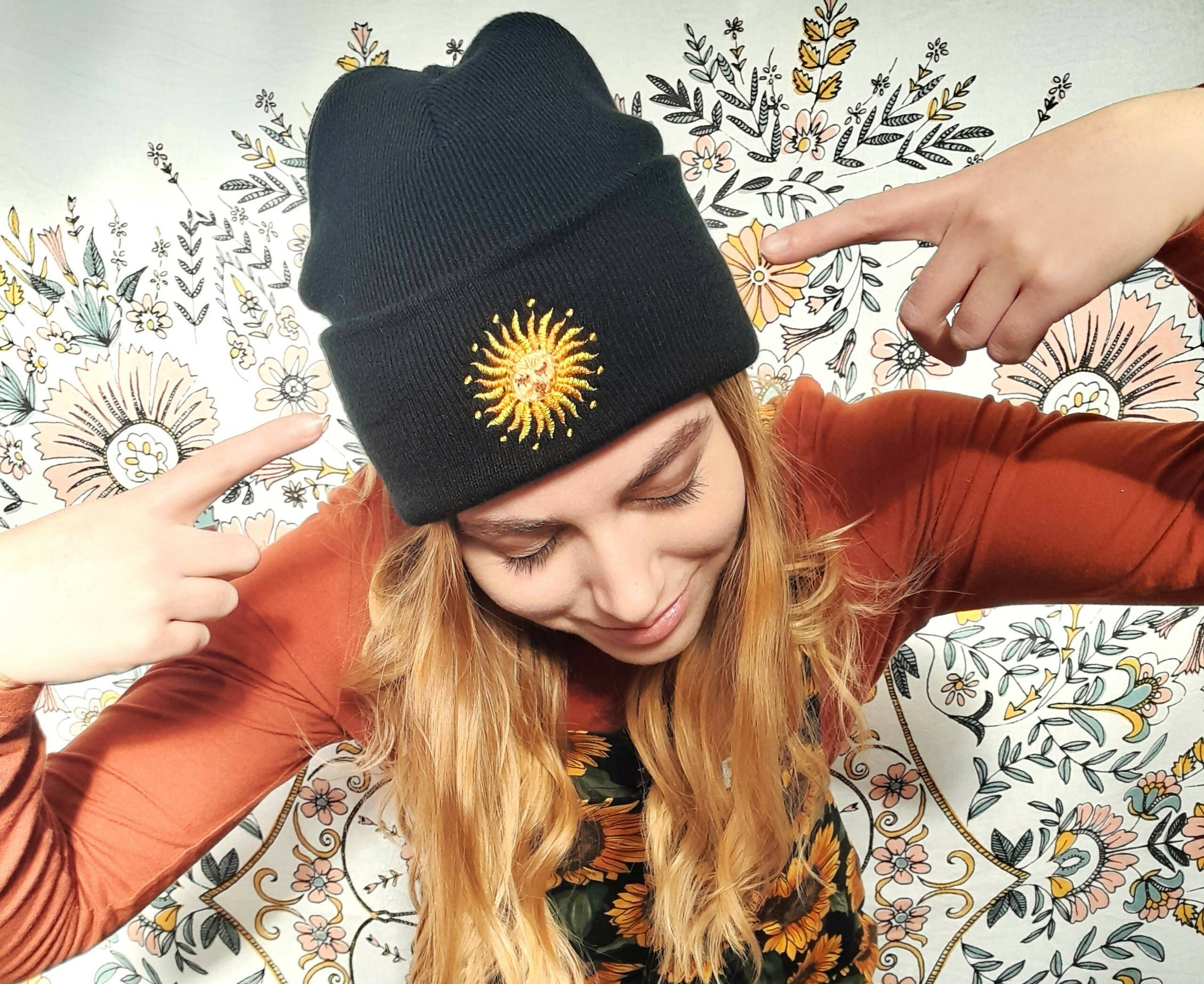 Embroidered Sun Beanies