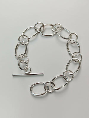 Sterling silver chain bracelet with toggle - Handmade