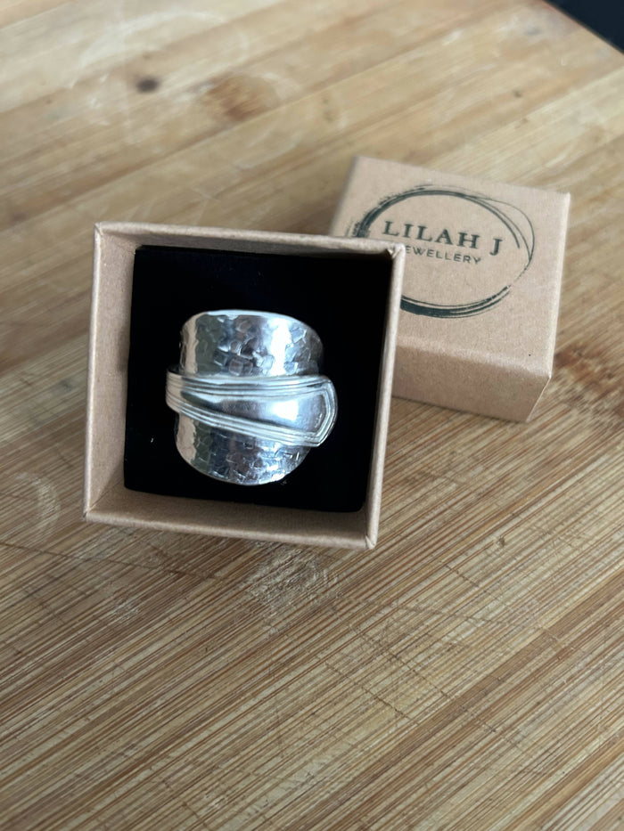 Square Texture Wrap Spoon Ring