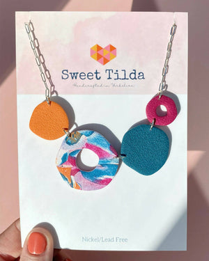 Abstract Necklace - Magenta/Teal/Orange