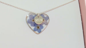 Forget Me Not Heart Necklace with MUM Charm Sterling Silver