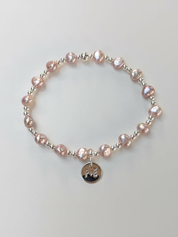 Pink freshwater baroque pearl bracelet - Handmade