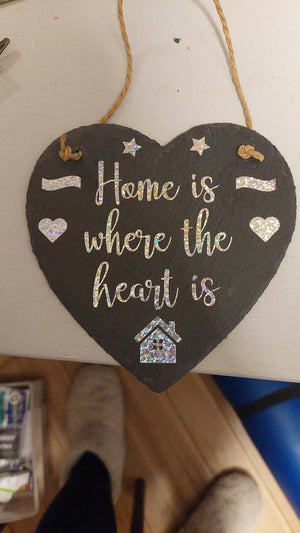 Home is Where The Heart Is Slate Heart Decoration