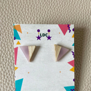 Triangle Wooden Lilac Clear Resin Studs