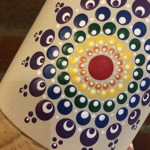 Hand Painted Dot Mandala Scandi Soap Dispenser: Rainbow