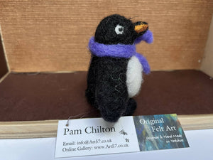 Needle felted Penguin sculpture