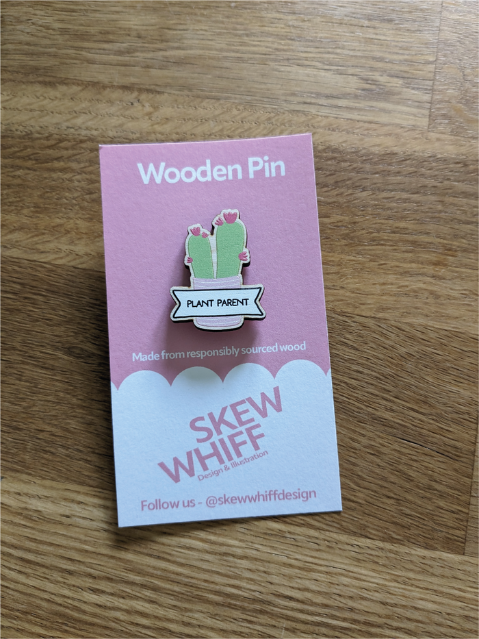 Plant Parent Wooden Pin Badge