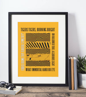 Hull City - inspired 'TIGERS TIGERS' Lyrics - Art Print in Amber
