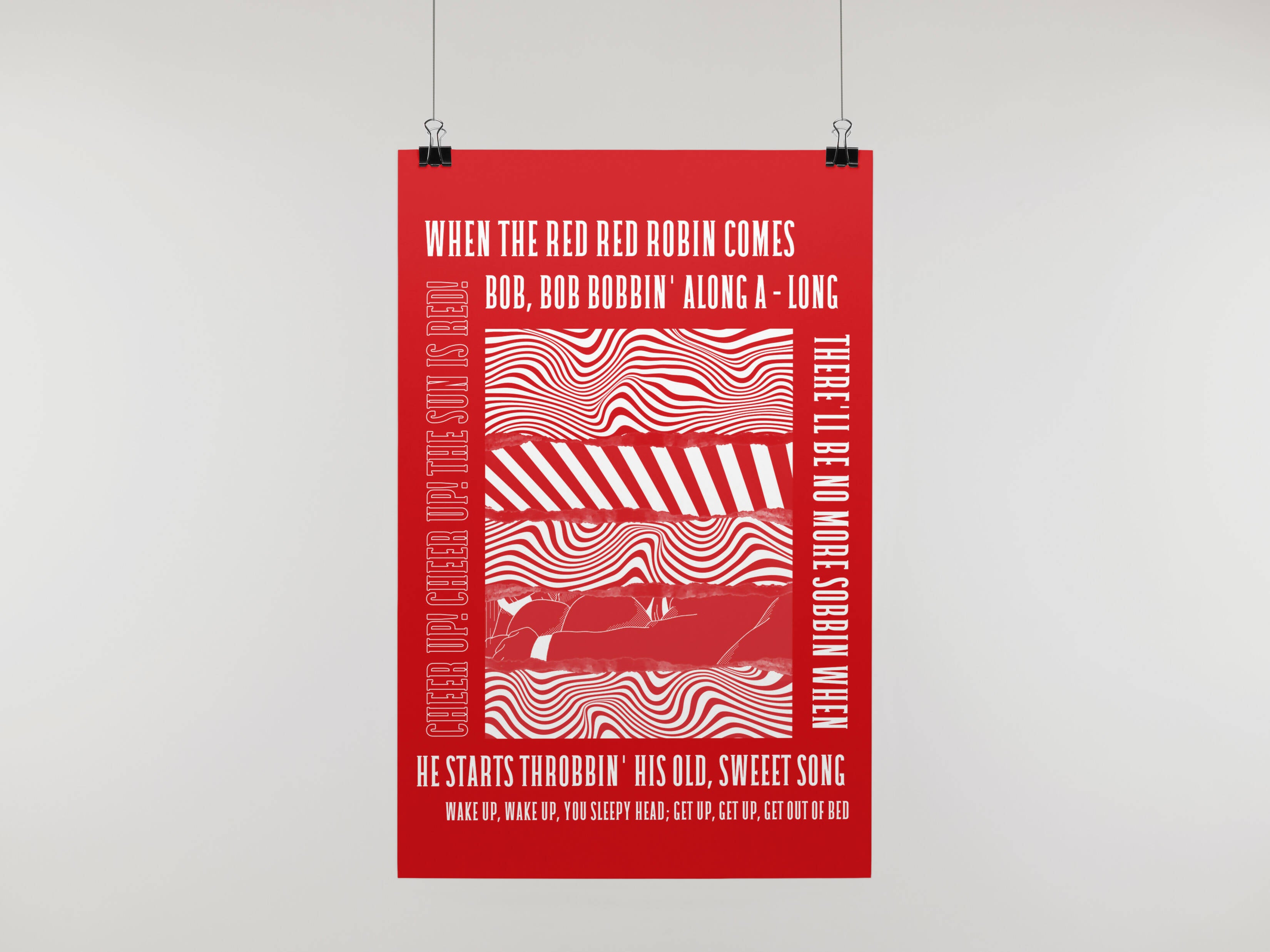 Hull KR - Inspired Psychedelic 'Red Red Robin' Lyrics Art Print in Red