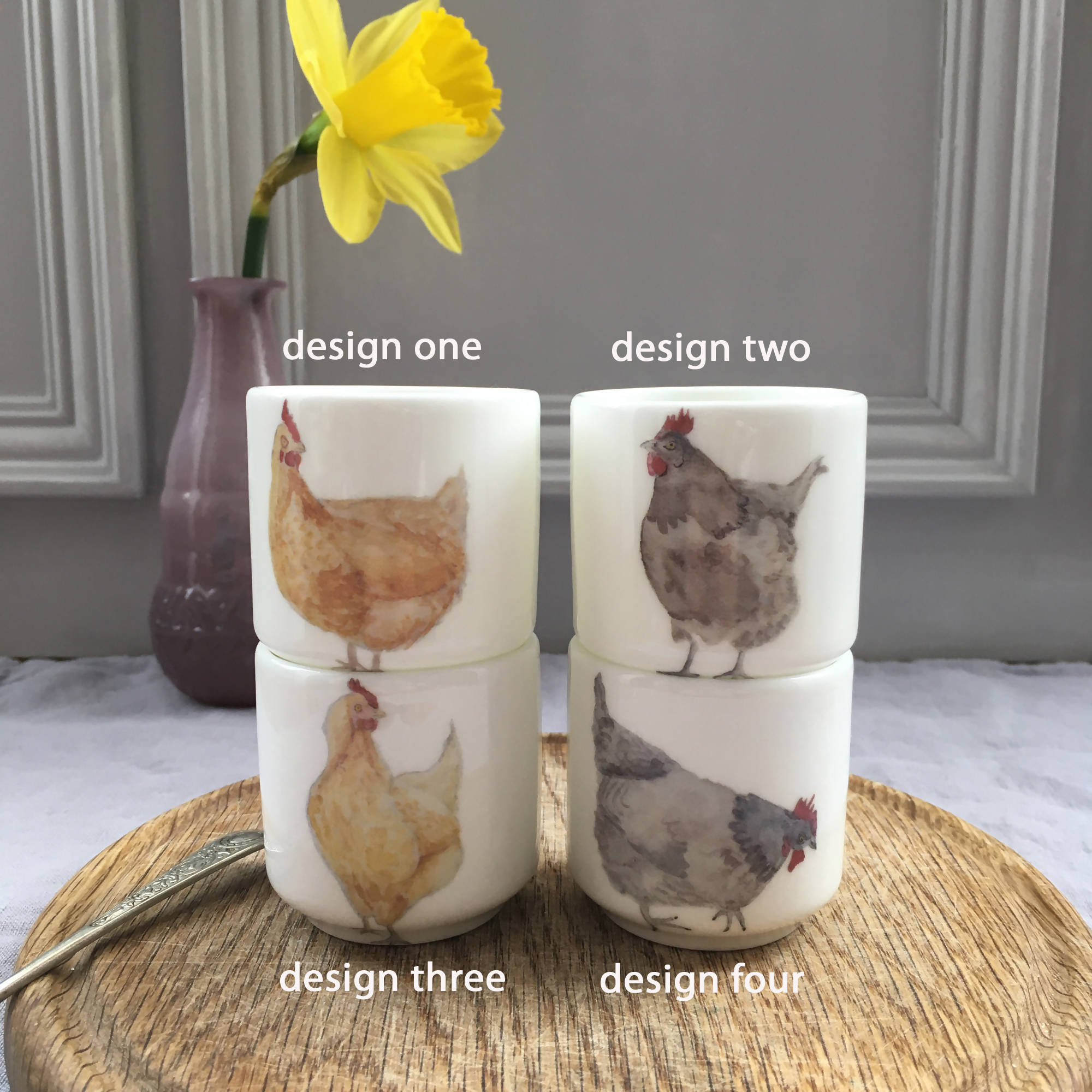 Charming Hen Eggcups | Elegant Ceramic | Art & Soul