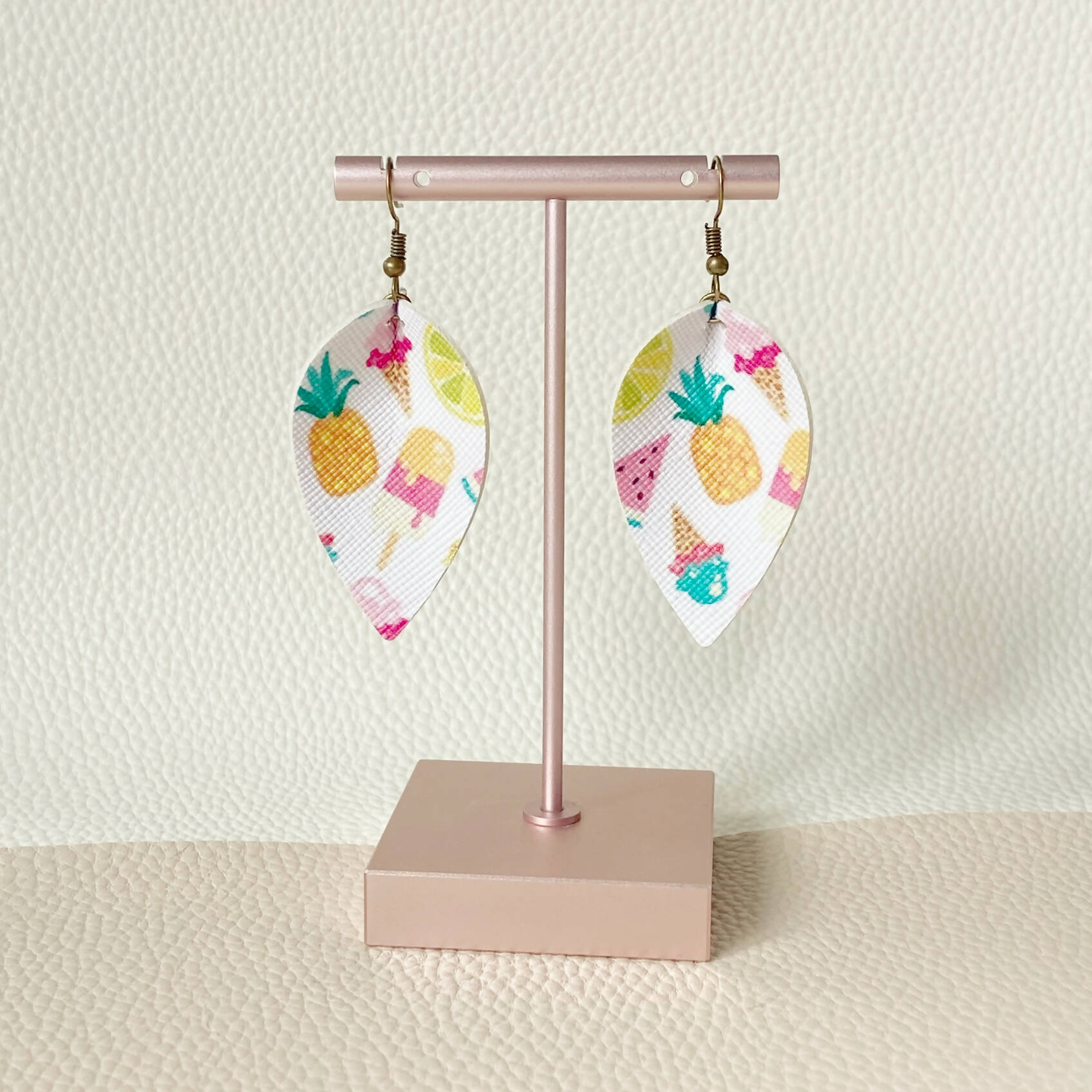 Summertime Print Pinched Leaf Earrings