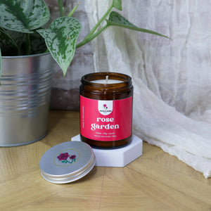 Natural Wax Candle Cotton Wick Rose Garden - roses • lilly • plum