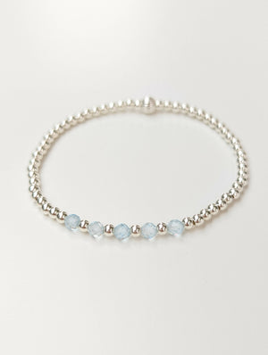 Super skinny gemstone sterling silver bracelet - Handmade