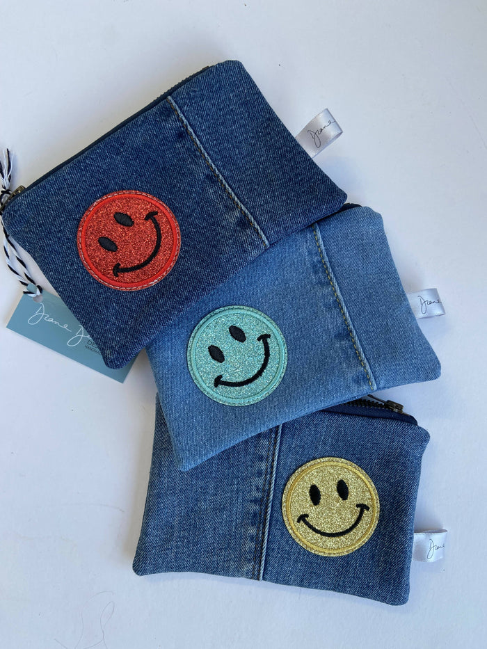 Smiley Face Upcycled Denim Purse