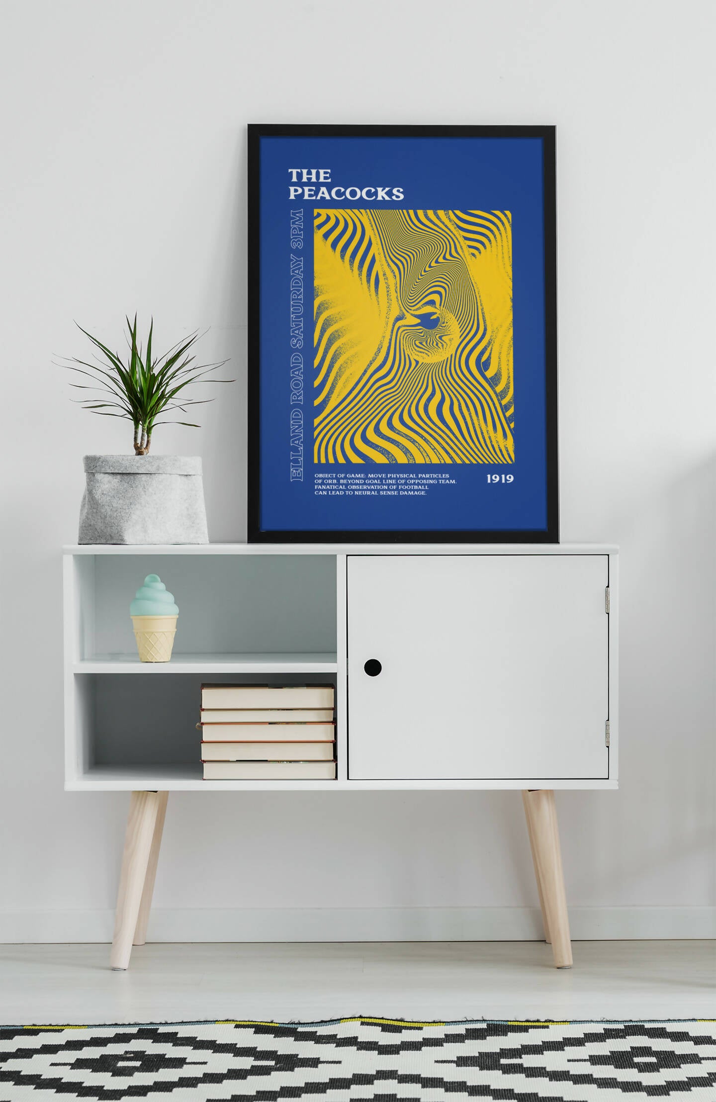 Leeds United - Inspired Psychedelic Art Print in Blue