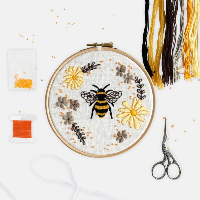 Floral Bee Embroidery Kit