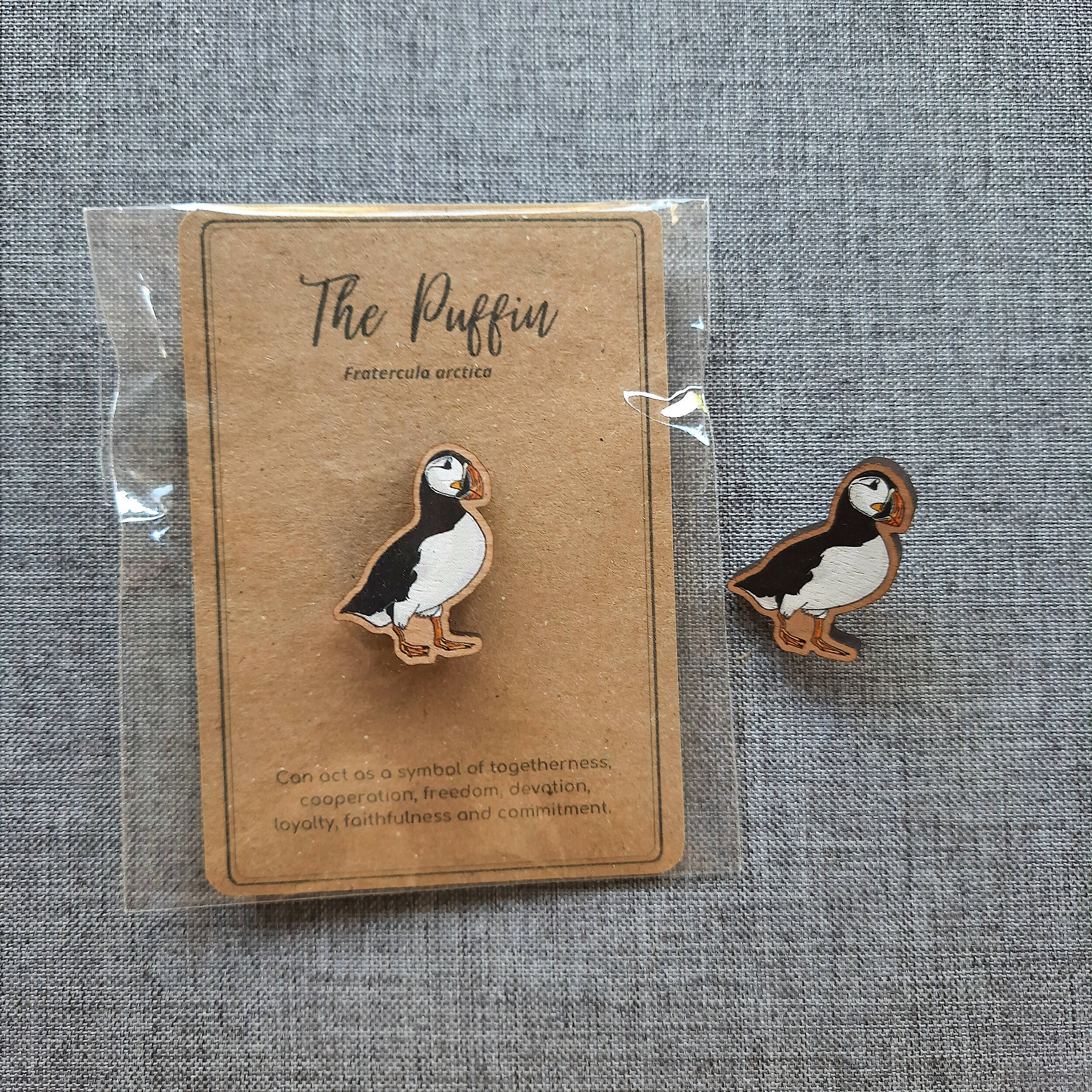 Puffin Wooden Pin Badge