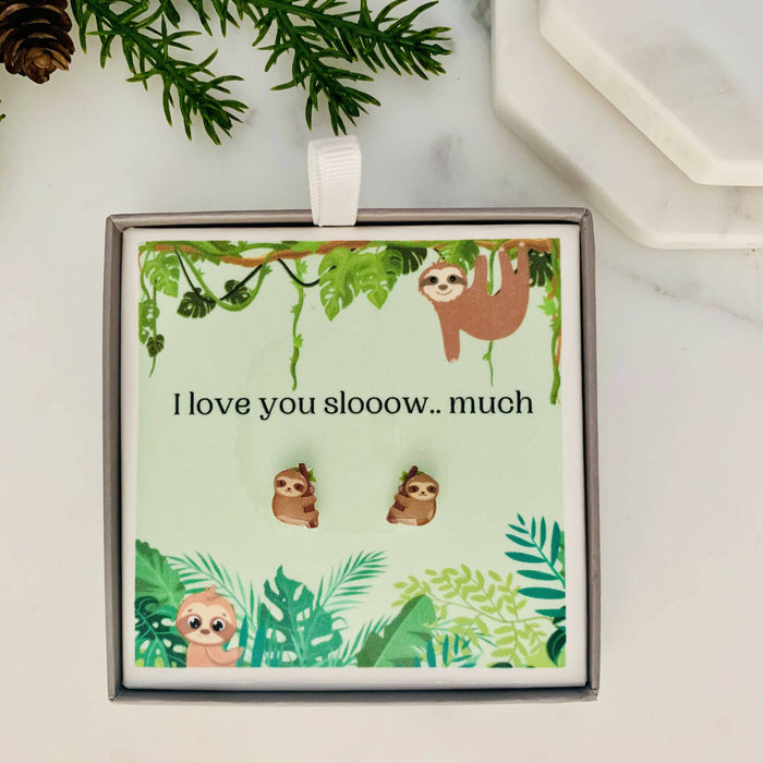 Sloth Earrings with Quote Card